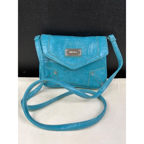 Nine West Women's Blue Turquoise Leather Crossbody Mini Bag SKU 5181 - Picture 1 of 8